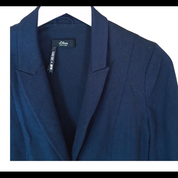 S.OLIVER Black Label Tailor Fit Blazer With 1 Button Enclosure Navy Blue Size 6 - Picture 5 of 9